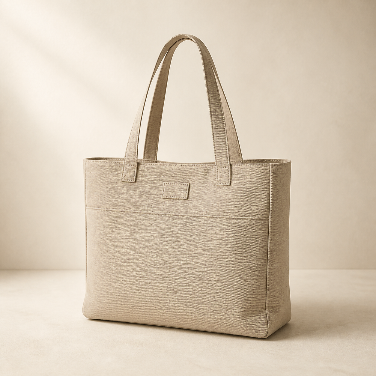 Oat canvas Averlomia Everyday Carry Tote on a warm ivory studio background