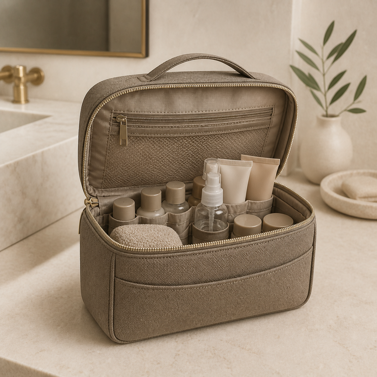 Averlomia toiletry case open with organized travel essentials